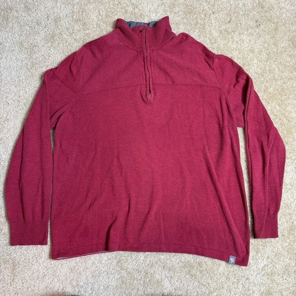 The North Face Sweater Mens XL Red Quarter Zip Wool Blend‎ Pullover